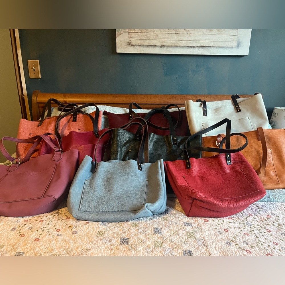 Portland Leather Tote/Handbag - large Crush Zip Tote